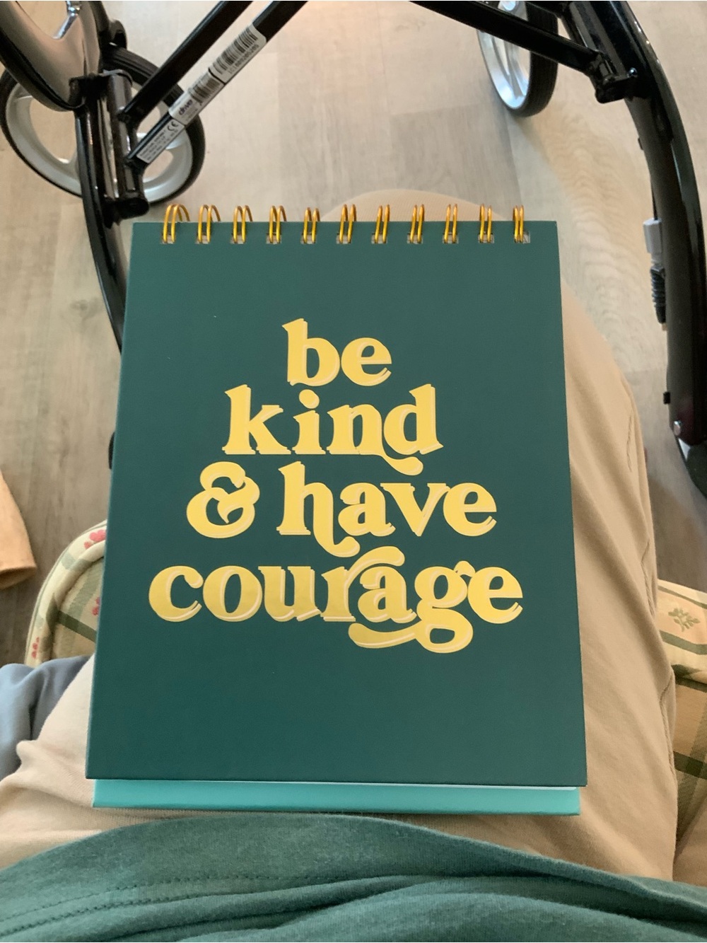 Be Kind & Have Courage Spiral Notebook - Dark Green with Yellow Lettering